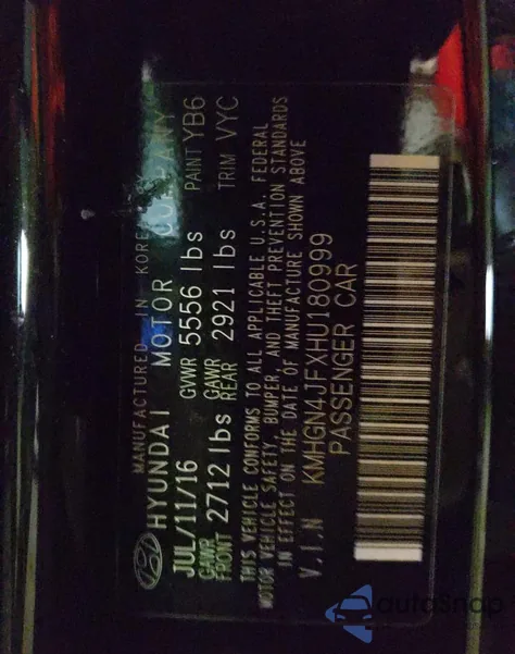 2017 Genesis G80 Ultimate from USA, damaged, VIN KMHGN4JFXHU180999